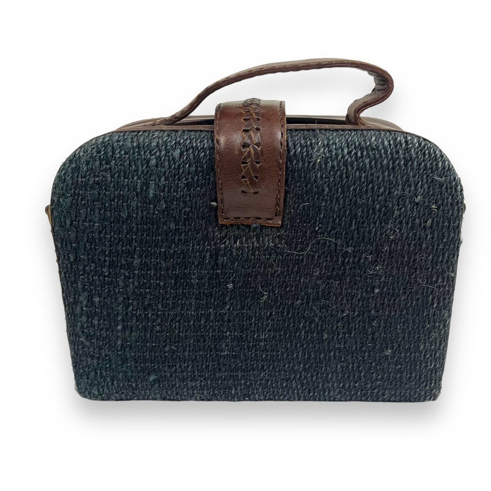 Vintage Structured Sisal and Leather Bag - Picture 3 of 14